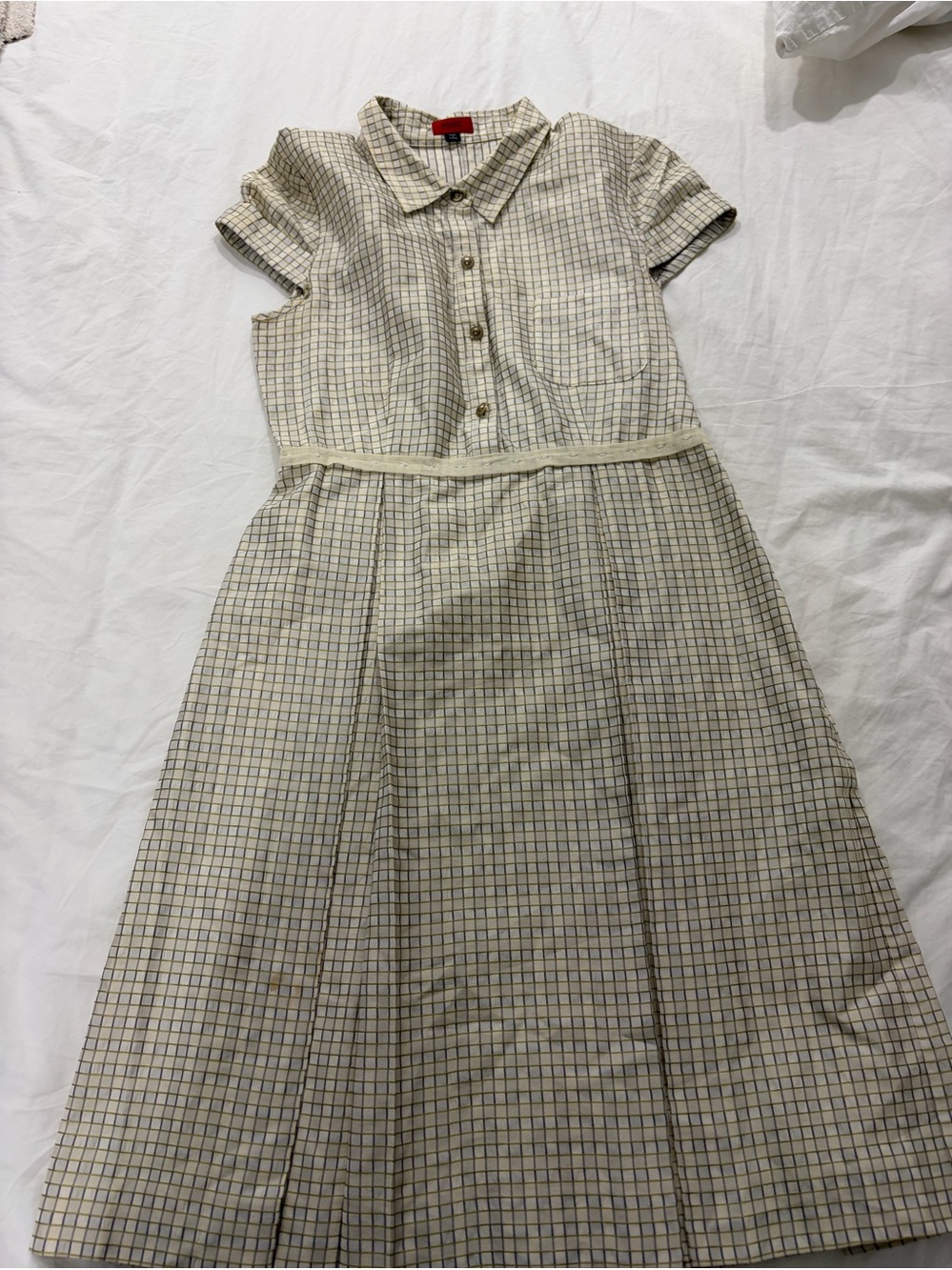 HUGO BOSS Classic Checked Women’s Dress in Cream and Black